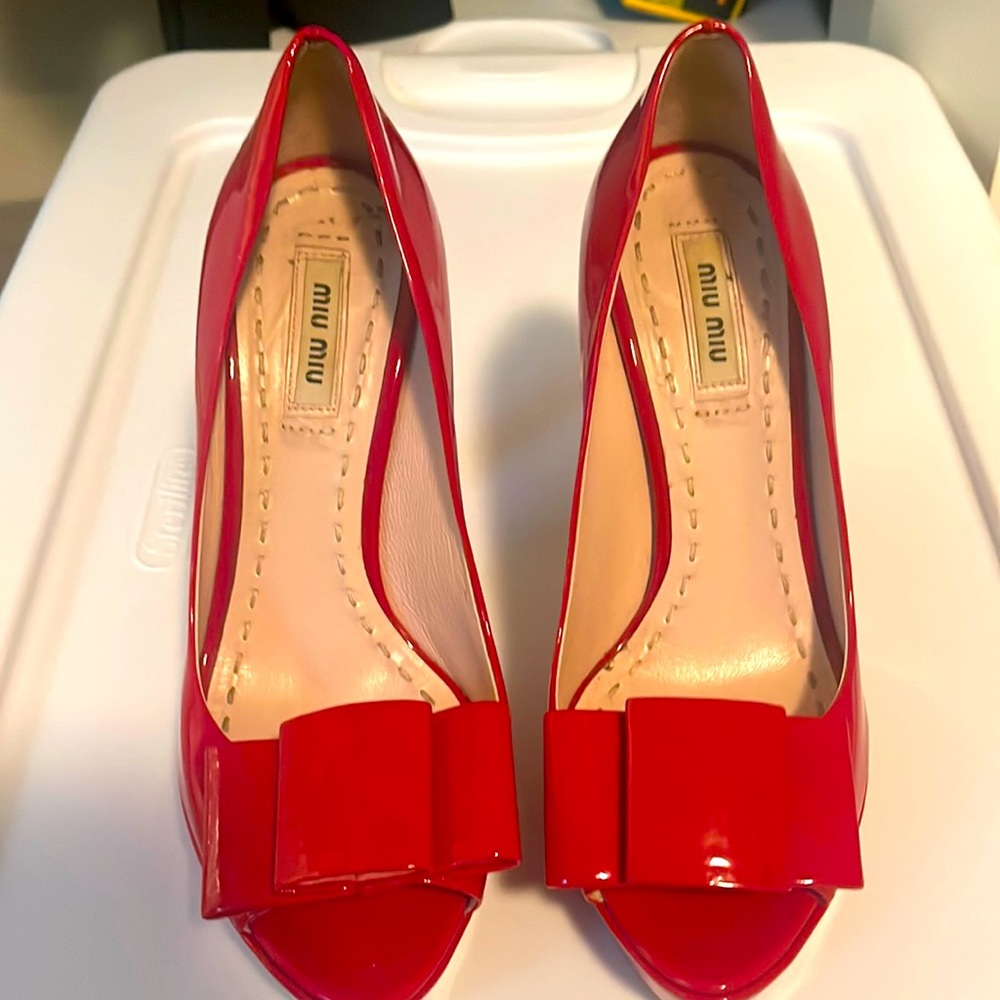 Miu Miu patent red high heels